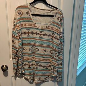 Bohemian Patterned Long Sleeve Sweater